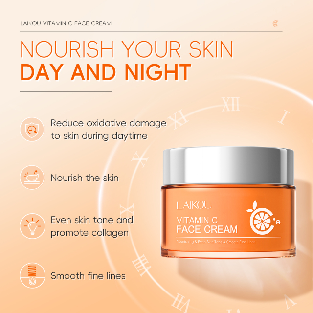 Laikou Vitamin C Brightening Anti-aging Day and Night Face Cream Shenzhen Silver Jar Facial Cream
