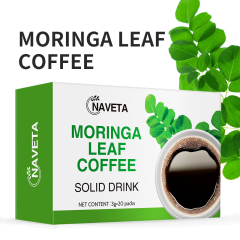 Private Brand Natural Moringa Leaf Instant Coffee Powder Sweet Chocolate Flavor Box Packaging Fat Burning and Detox Effects