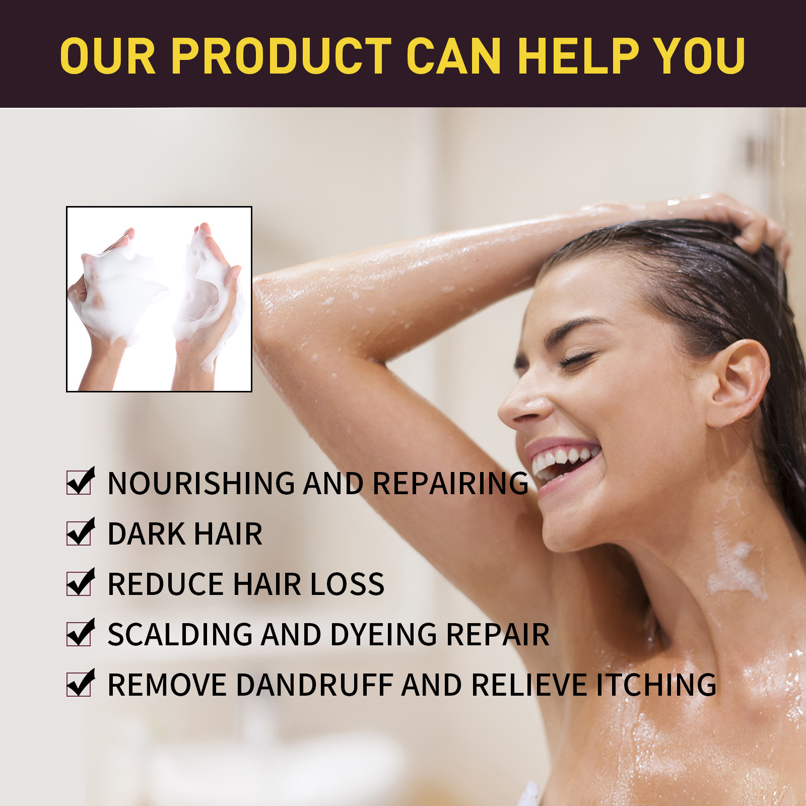 EELHOE Hair Products Shampoo Polygonum Multiflorum Essence Moisturizing Black Hair Cleaning Repair Shampoo