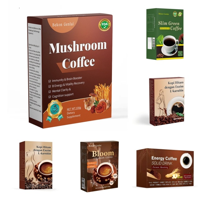 OEM Factory Wholesale Sugar-Free Black Coffee Flavor Instant Coffee Powder Box Packaging with Bitter Taste