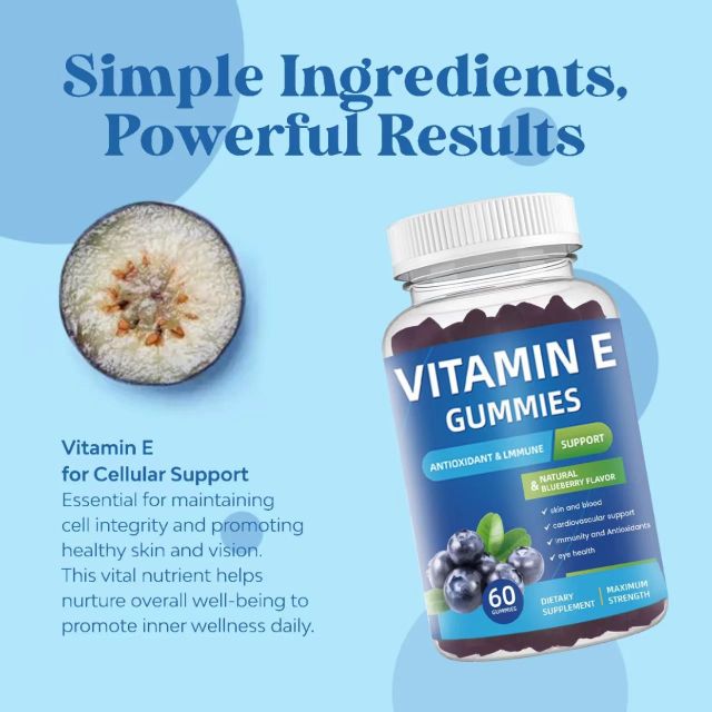 OEM/ODM Natural Blueberry Flavor Vitamin E Gummies for Eye Health