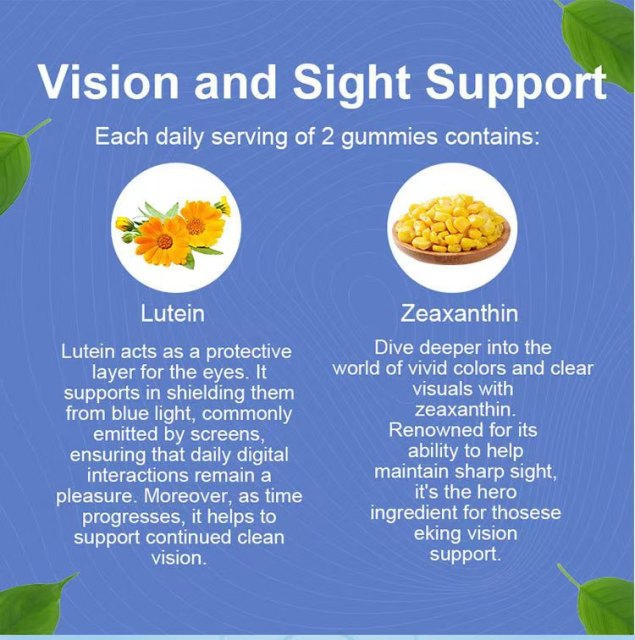 100% Natural Blueberry Lutein Gummies Vitamins for Eye Health Supports Eye Sight Relieves Eye Fatigue in Adults and Children