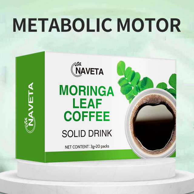 Private Brand Natural Moringa Leaf Instant Coffee Powder Sweet Chocolate Flavor Box Packaging Fat Burning and Detox Effects