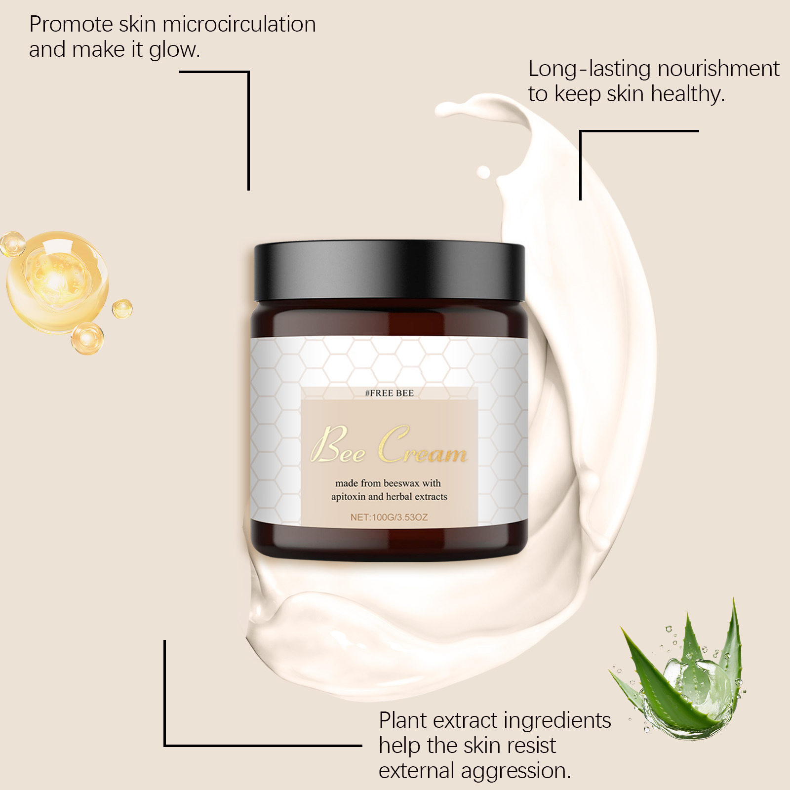 Private Label Natural Skin Care Improves Dry Skin Moisturizes Body Face Scar Cream Bee Venom Cream