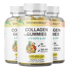 Welnessways High Quality Factory Organic Supplement  L-glutathione Skin Whitening Brightening Collagen Gummies Hair Skin Nails