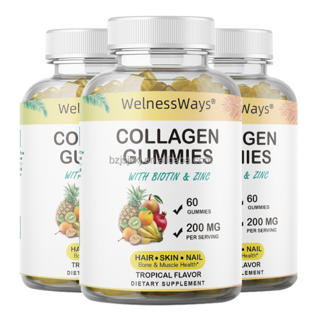 Welnessways High Quality Factory Organic Supplement  L-glutathione Skin Whitening Brightening Collagen Gummies Hair Skin Nails