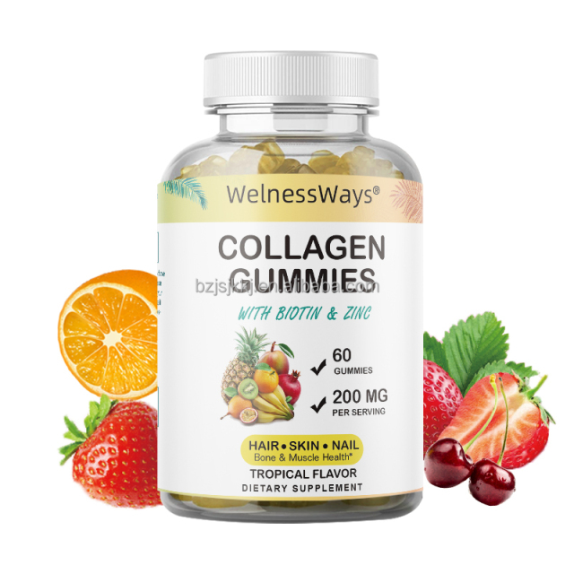 Welnessways High Quality Factory Organic Supplement  L-glutathione Skin Whitening Brightening Collagen Gummies Hair Skin Nails