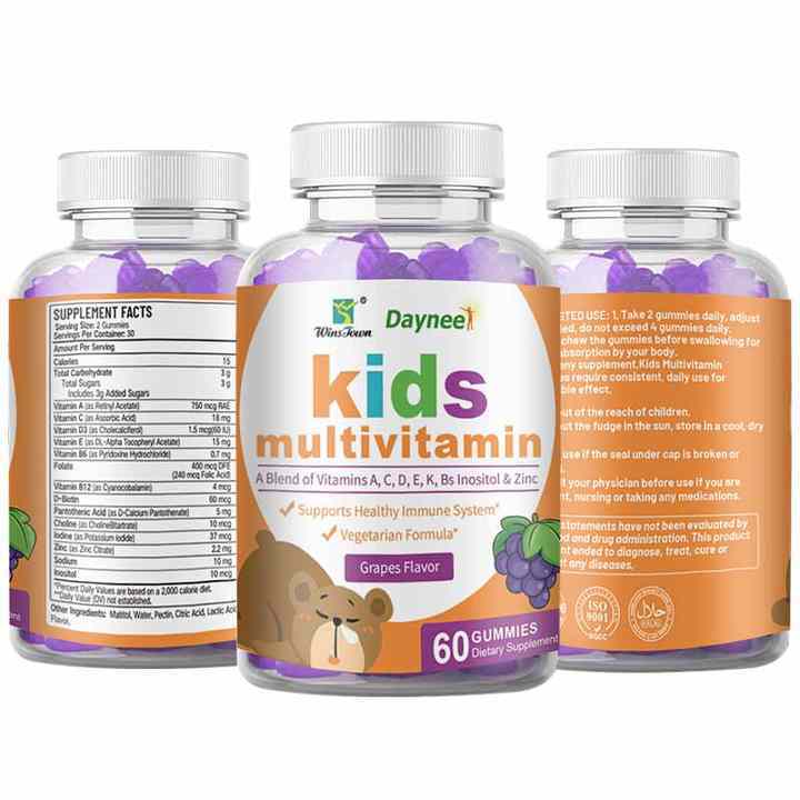 Winstown Daynee OEM Brand Natural Multivitamin Gummy for Kids Halal Vitamins Gummies Candy Tablet GMP Factory with ISO HACCP