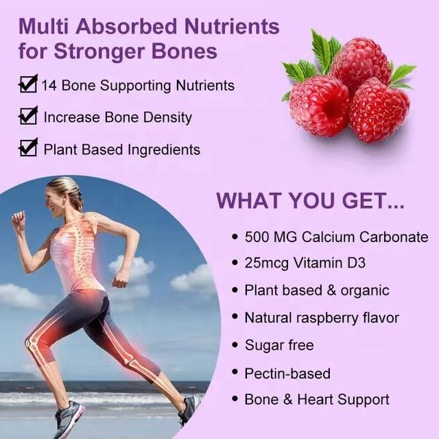 100% Vegan Calcium D3 Soft Candy Immune System & Bone Health Support for Children's Skin Joints Vitamin D3 Gummies