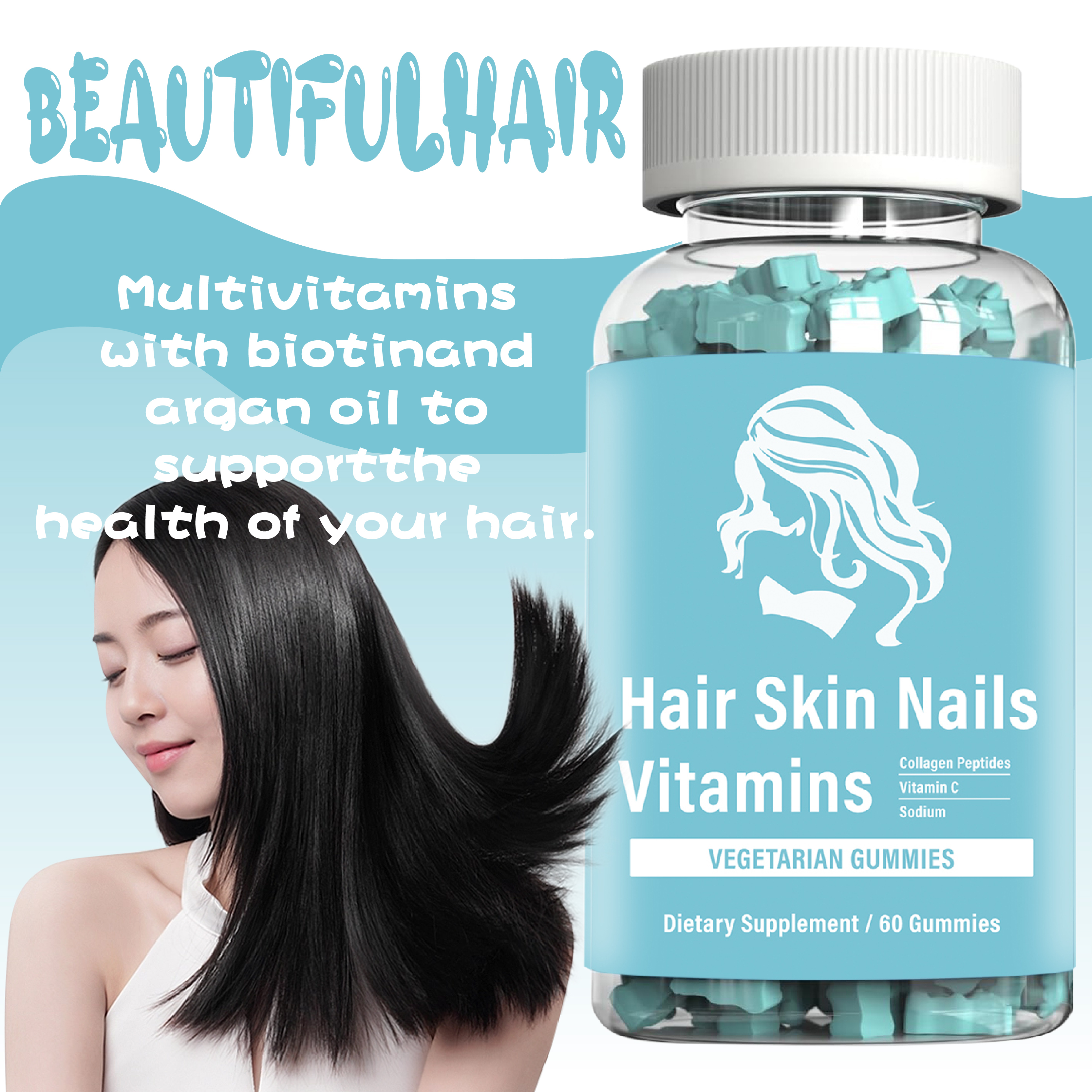 OEM Biotin Gummies Beauty Production Hair Skin Nails Vitamins Gummy Supports Faster Hair Growth Stronger Nails Skin Care