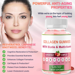 OEM/ODM/OBM Private Label Collagen Gummies With Biotin Multivitamins Remove Dark Spots Biotin Collagen Gummies for Skin