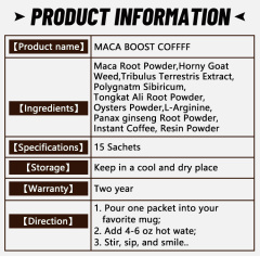 X-power Men Power Coffee for Sex Long Time Organic Maca Black Energy Instant Maca Coffee for Men