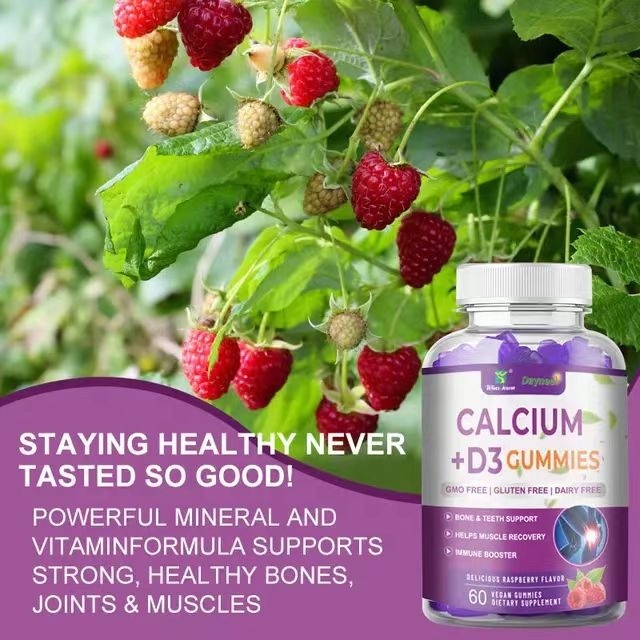 100% Vegan Calcium D3 Soft Candy Immune System & Bone Health Support for Children's Skin Joints Vitamin D3 Gummies