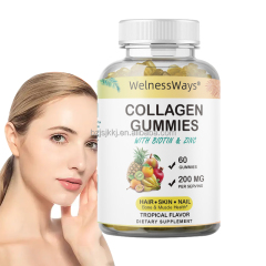 Welnessways High Quality Factory Organic Supplement  L-glutathione Skin Whitening Brightening Collagen Gummies Hair Skin Nails