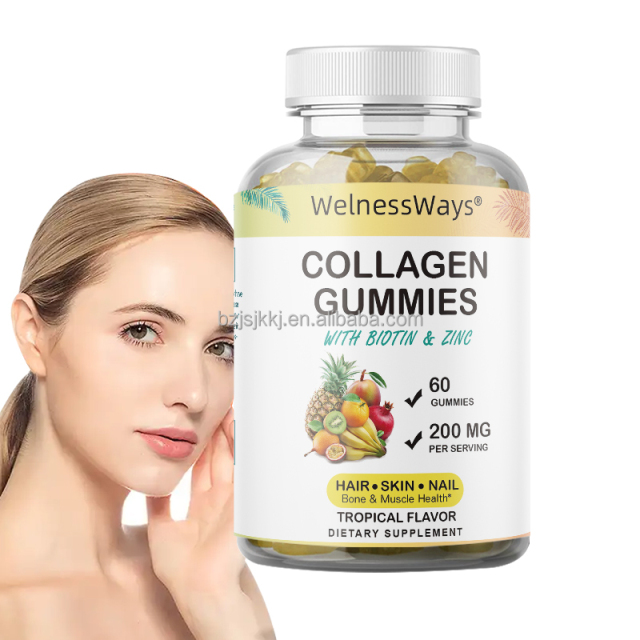 Welnessways High Quality Factory Organic Supplement  L-glutathione Skin Whitening Brightening Collagen Gummies Hair Skin Nails