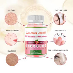 OEM/ODM/OBM Private Label Collagen Gummies With Biotin Multivitamins Remove Dark Spots Biotin Collagen Gummies for Skin
