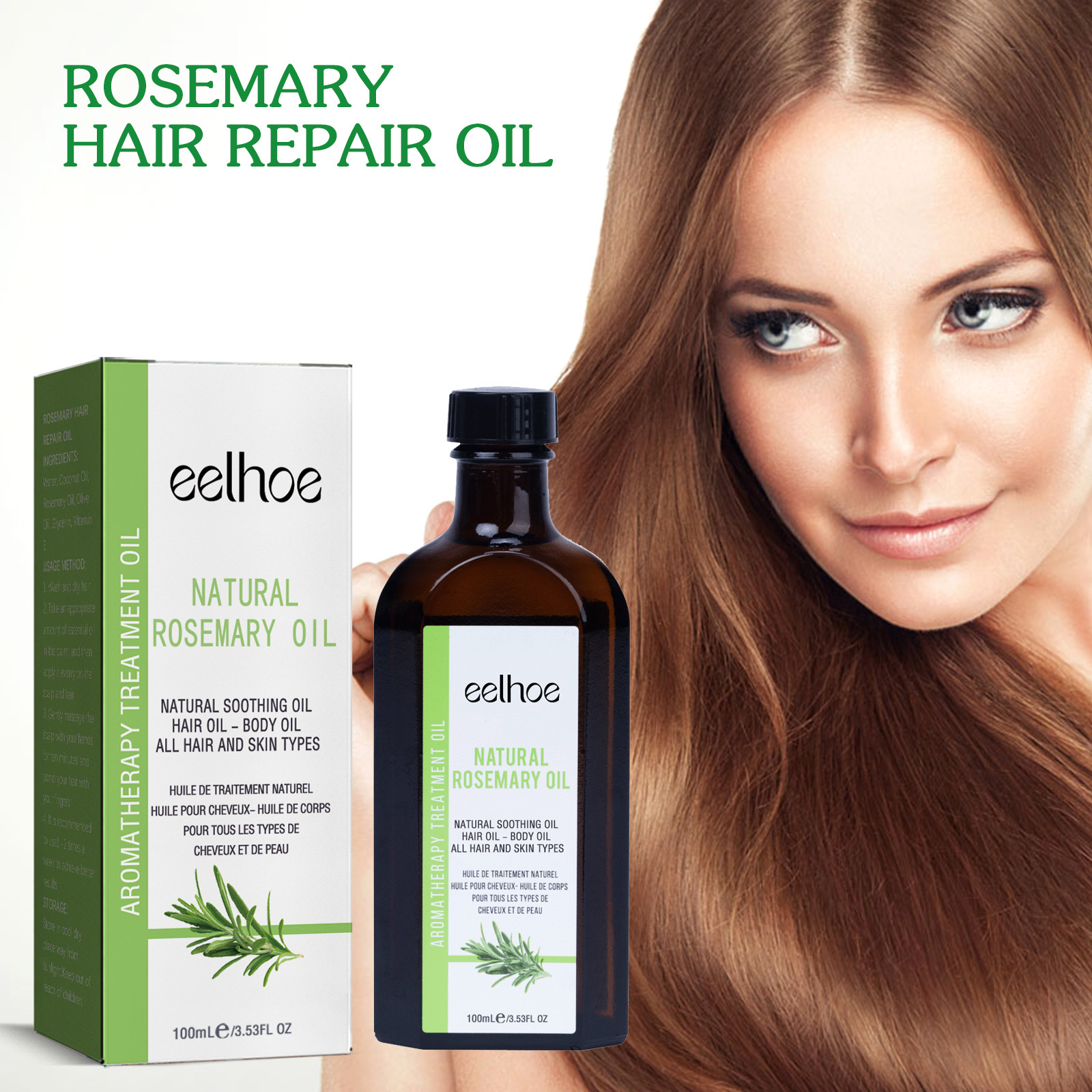 Custom Logo 100ml Natural Rosemary Oil Hair Growth Hair Essential Oil Hair Oil