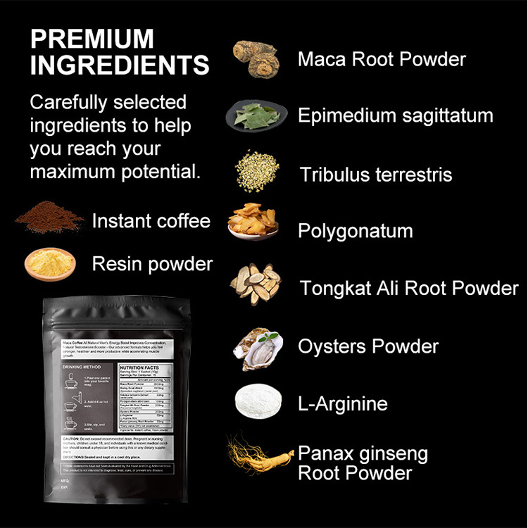 X-power Men Power Coffee for Sex Long Time Organic Maca Black Energy Instant Maca Coffee for Men