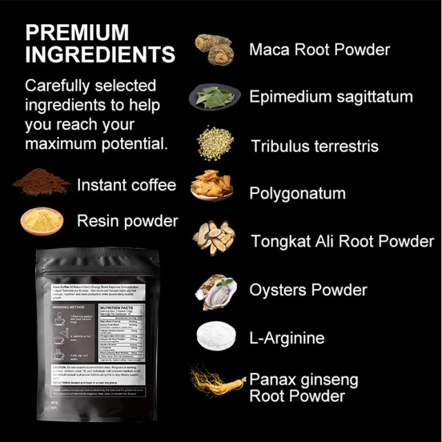 X-power Men Power Coffee for Sex Long Time Organic Maca Black Energy Instant Maca Coffee for Men