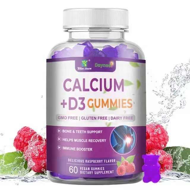 100% Vegan Calcium D3 Soft Candy Immune System & Bone Health Support for Children's Skin Joints Vitamin D3 Gummies