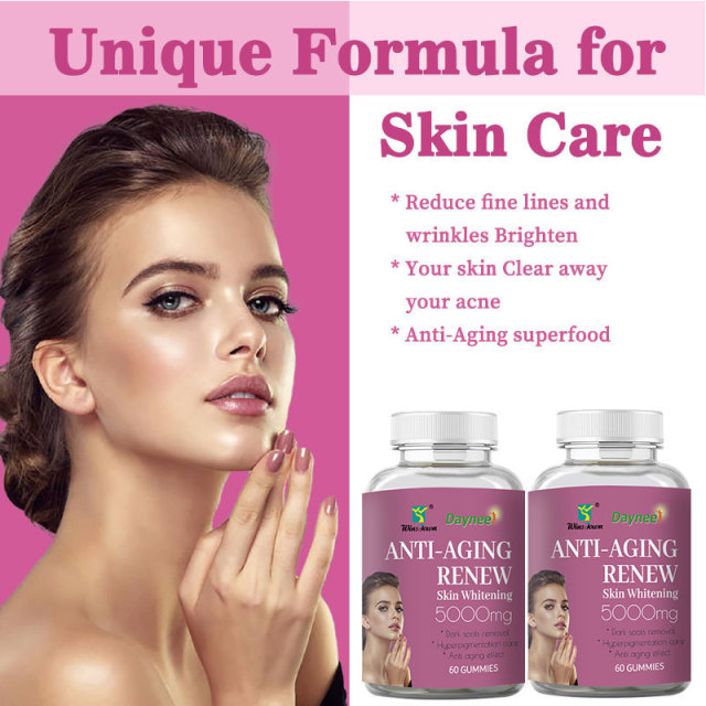 Skin Renewal Gummies Whitening Anti Aging Supplement Antioxidants for Radiant Complexion