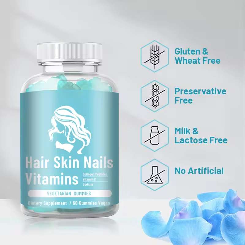 OEM Biotin Gummies Beauty Production Hair Skin Nails Vitamins Gummy Supports Faster Hair Growth Stronger Nails Skin Care