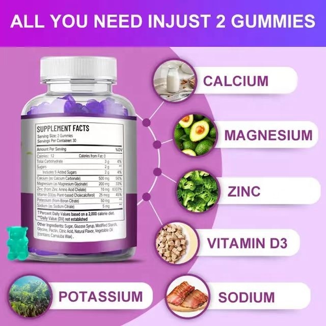 100% Vegan Calcium D3 Soft Candy Immune System & Bone Health Support for Children's Skin Joints Vitamin D3 Gummies