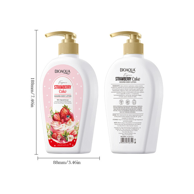 BIOAOUA Body Lotion Cream Care Moisturizing Aroma Natural Strawberries Body Lotion With Fragrance Whitening Face Body Cream