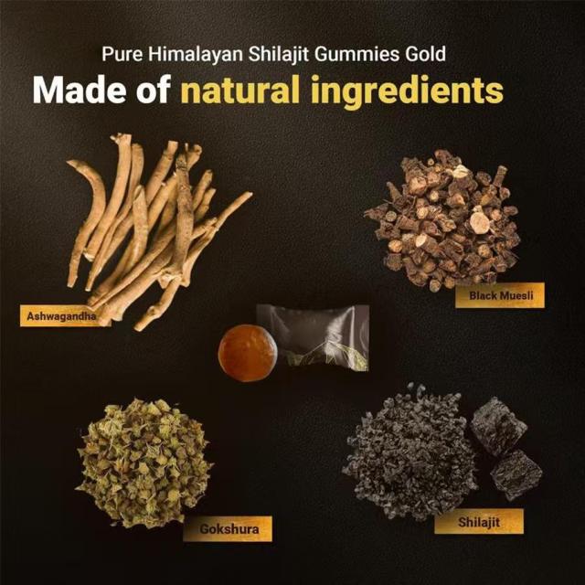 Authentic 100% Natural Minerals Gummies Individually Wrapped Pure Himalayan Gold Shilajit Gummies Rich Ashwagandha Supplement
