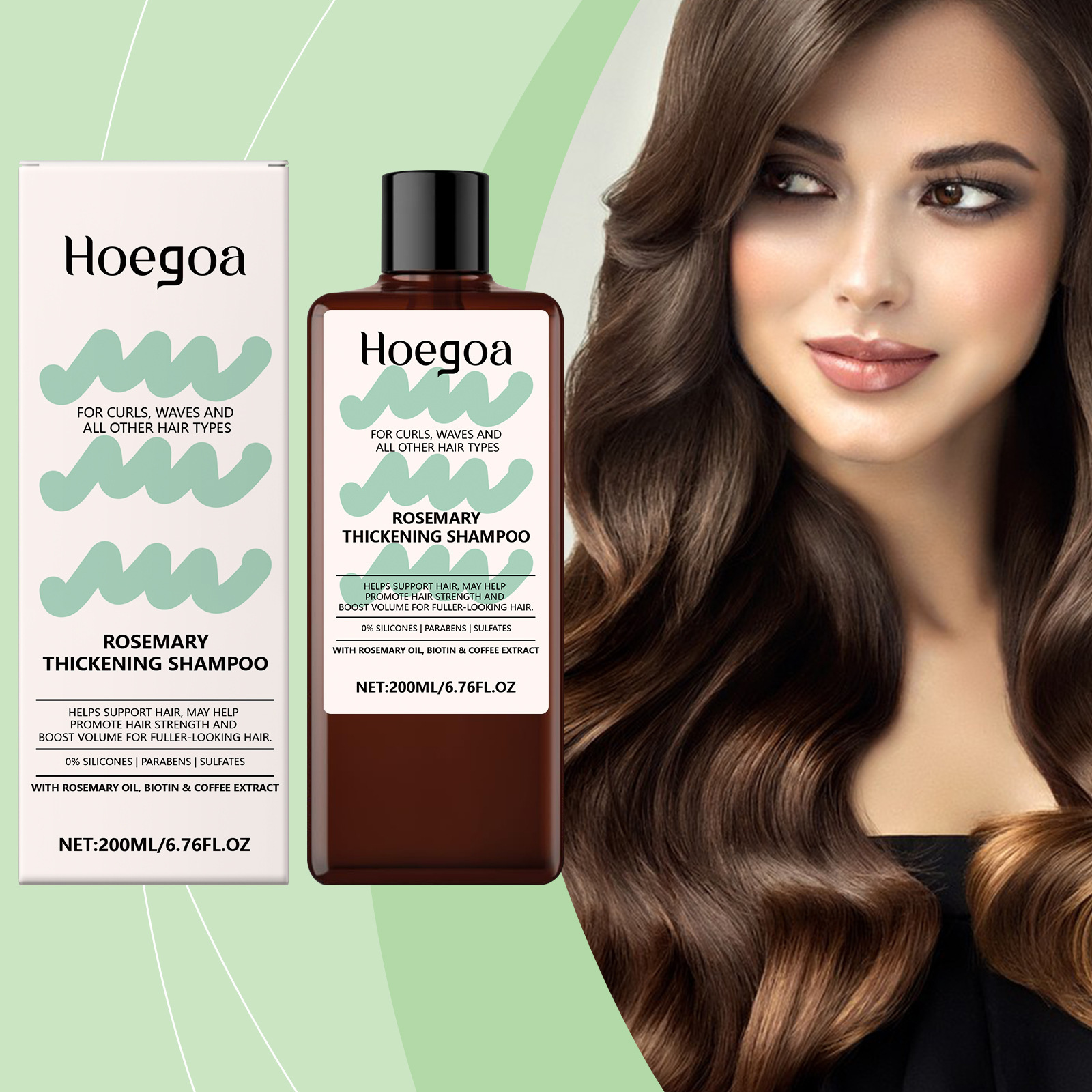 Private Logo Organic Rosemary Thickening Shampoo for Hair & Scalp Cleansing Refreshing Anti-Frizz Nourishing Hair Products