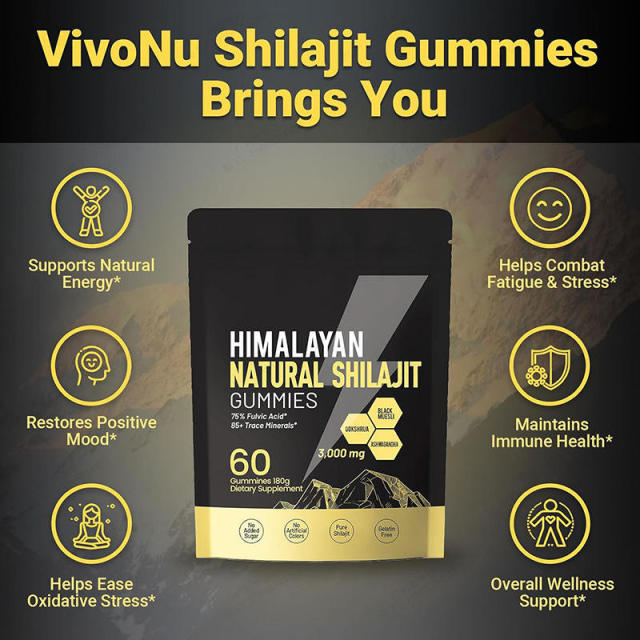 Authentic 100% Natural Minerals Gummies Individually Wrapped Pure Himalayan Gold Shilajit Gummies Rich Ashwagandha Supplement