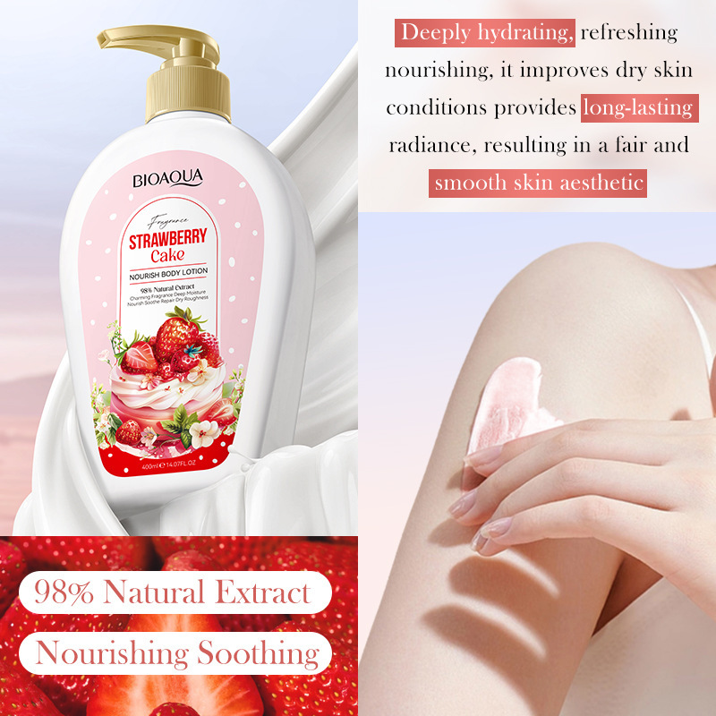 BIOAOUA Body Lotion Cream Care Moisturizing Aroma Natural Strawberries Body Lotion With Fragrance Whitening Face Body Cream
