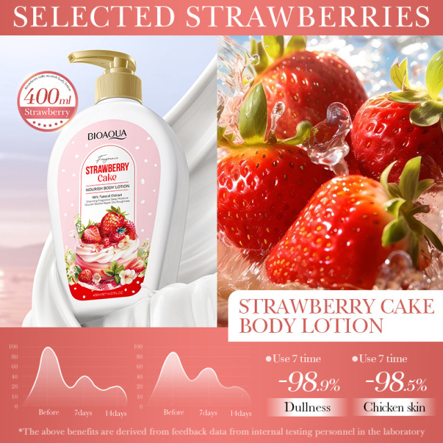 BIOAOUA Body Lotion Cream Care Moisturizing Aroma Natural Strawberries Body Lotion With Fragrance Whitening Face Body Cream
