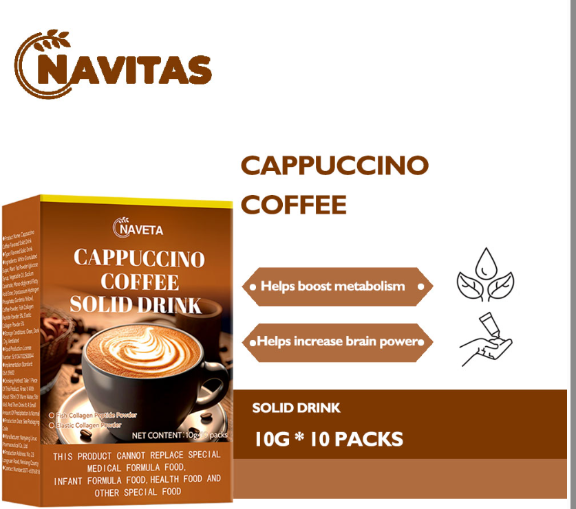 Solid Chocolate Cappuccino Diet Instant Coffee Bitter Taste Black Coffee Slimming Feature Packaged Black Bag for Cross-Border