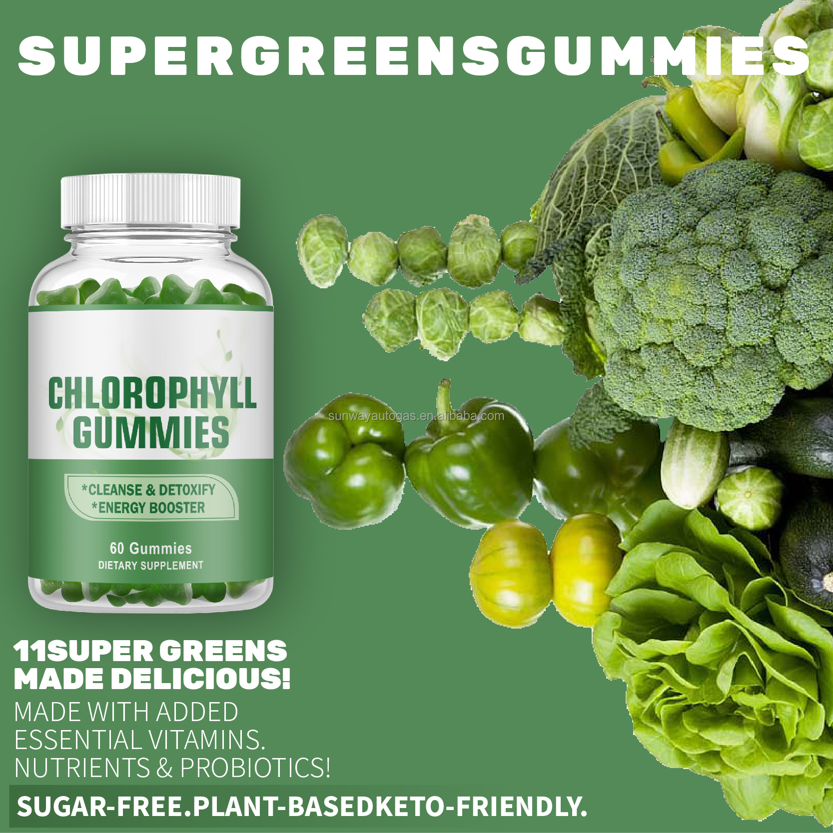 Vitahealthy OEM/ODM Factory Supply Halal Organic Chlorophyll Gummies Natural Body Health Energy Booster Healthcare Supplement