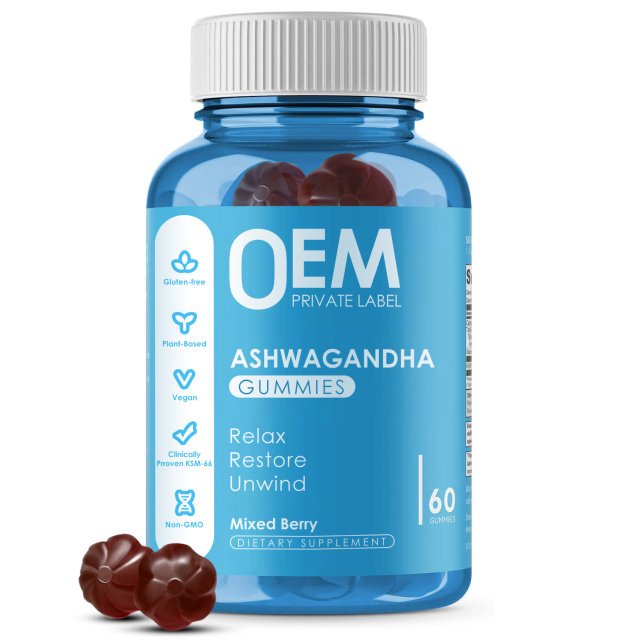Custom LOGO Ashwagandha Maca Root Gummies Supplements and l Theanine Gummies
