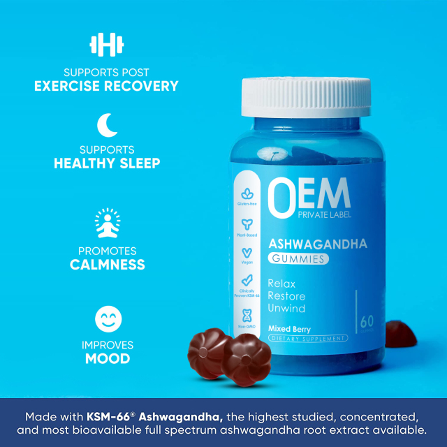 Custom LOGO Ashwagandha Maca Root Gummies Supplements and l Theanine Gummies