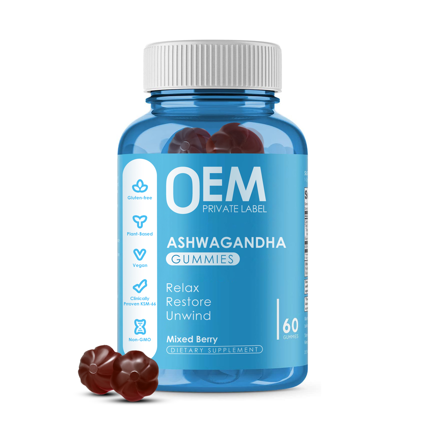 Custom LOGO Ashwagandha Maca Root Gummies Supplements and l Theanine Gummies
