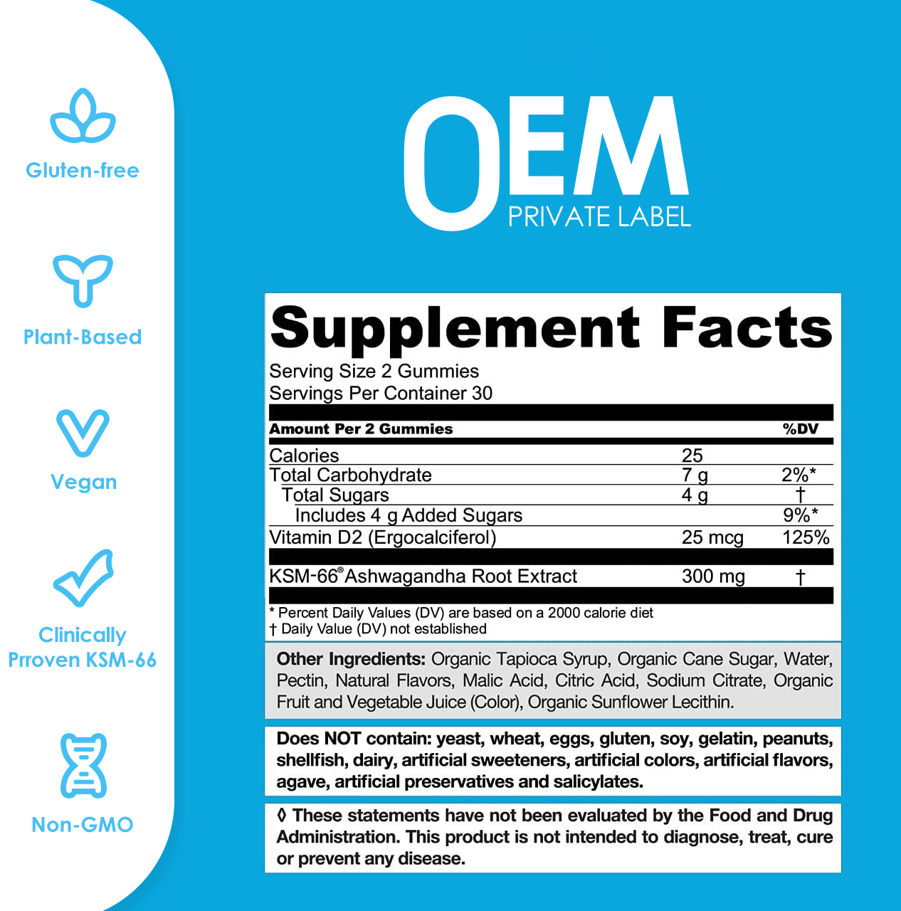 Custom LOGO Ashwagandha Maca Root Gummies Supplements and l Theanine Gummies