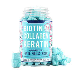 OEM Private Label High Content Biotin Vitamins Halal Gummy Bears Vitamins Pectin Gummy Support Hair Growth Skin Nails Healthy