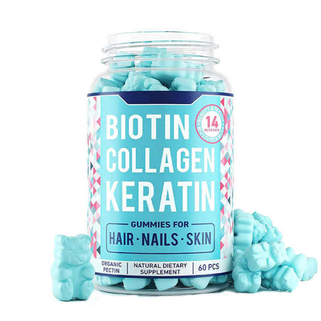 OEM Private Label High Content Biotin Vitamins Halal Gummy Bears Vitamins Pectin Gummy Support Hair Growth Skin Nails Healthy