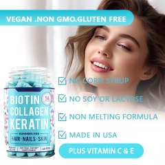 OEM Private Label High Content Biotin Vitamins Halal Gummy Bears Vitamins Pectin Gummy Support Hair Growth Skin Nails Healthy