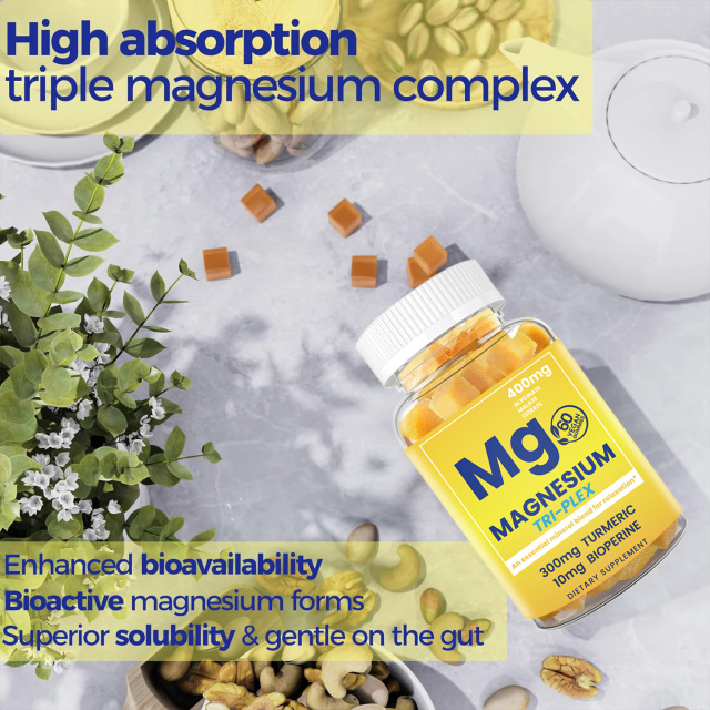 Hot Selling 60pc Vegan Gummy Triple Magnesium Complex Citrate Gummies for Relaxation&Rest