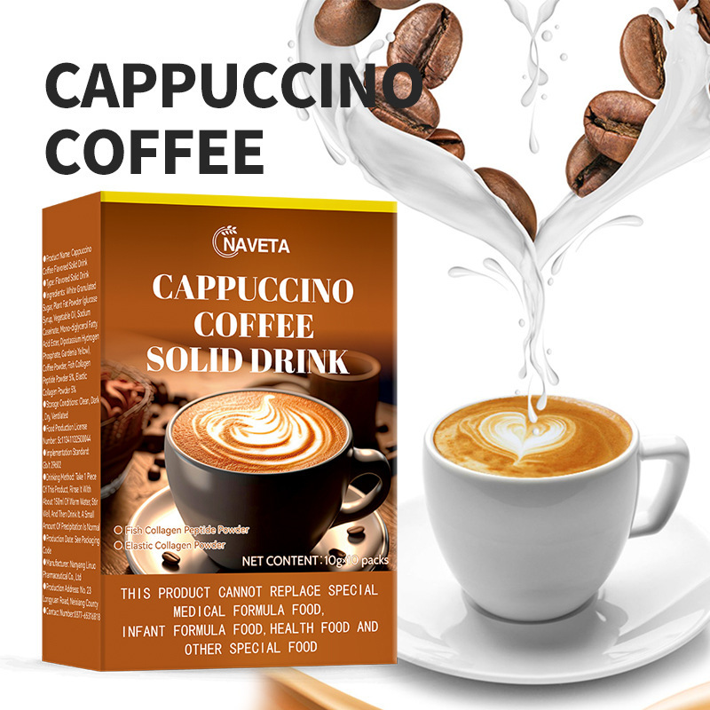 Solid Chocolate Cappuccino Diet Instant Coffee Bitter Taste Black Coffee Slimming Feature Packaged Black Bag for Cross-Border
