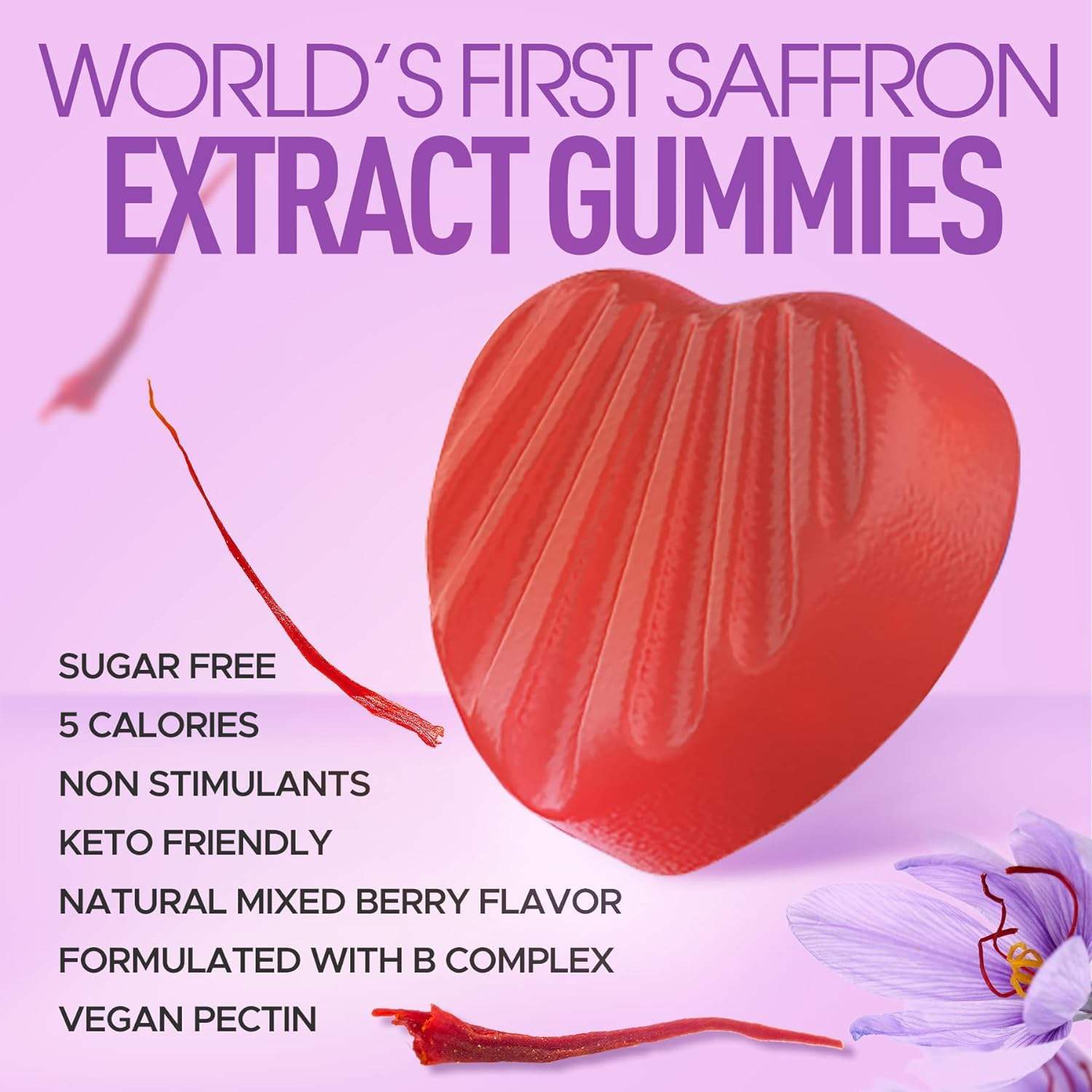 WELLBODY OEM/ODM Private Label Factory Supply Halal Natural Organic Saffron Extract Gummies with Rhodiola Rosea Extract