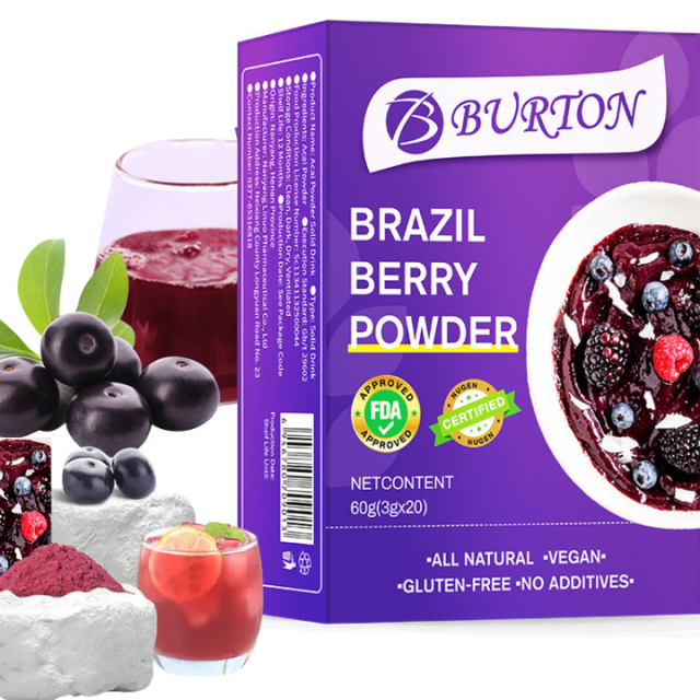 Wholesale Pure Brazil Acai Berry Powder Organic Freeze Dried Fruit Powder Antioxidant  Anti Age Vitamin Slimming Tea Products