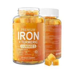OEM Premium Iron Gummies with Turmeric Vitamin Complex Veagn Iron Gummies 60 Pills Iron Supplement for Boost Hemoglobin