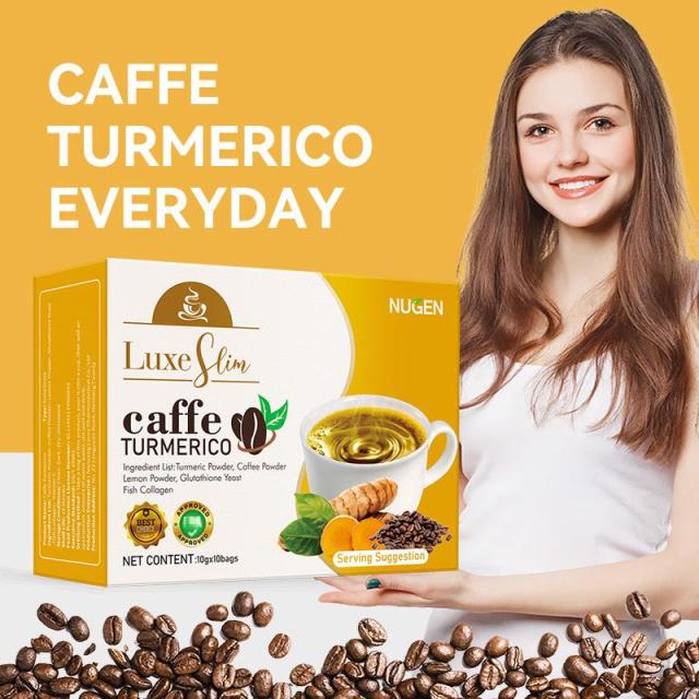 Rich Turmeric Coffee Meets Rich Cocoa Dark Chocolate Drink Fish Collagen Peptide Infused with Plant Extract