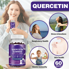 Quercetin Protect Gummies - Respiratory Defense, Immune Power & Stress Calm for Health with Elderberry, VC & Bromelain