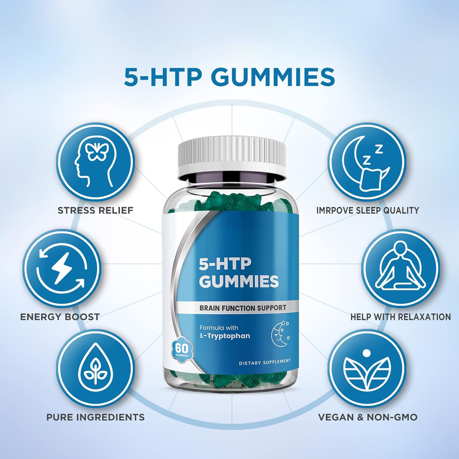 OEM Supplement Sleep Vegan 200mg Bear 5-Htp Gummies